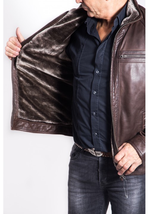 Pánska kožená bunda 8051 brown